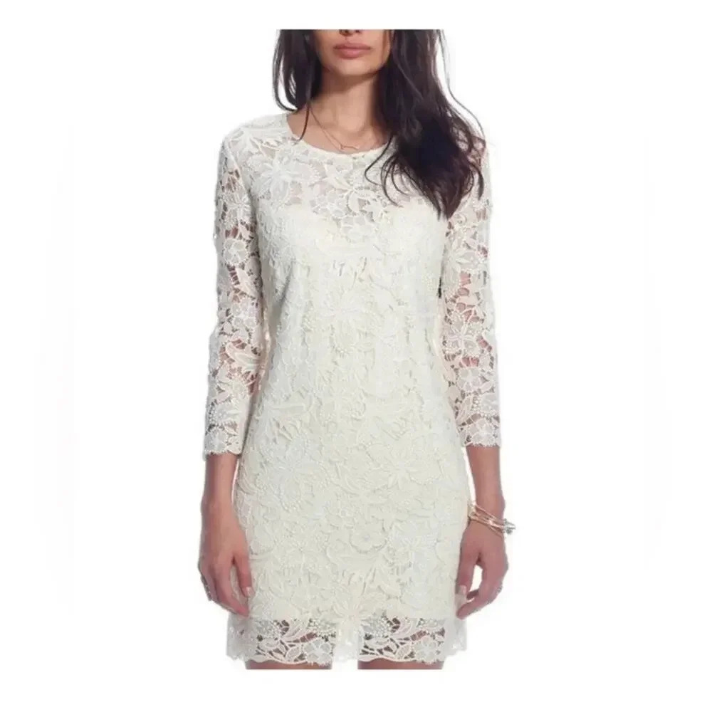 HEARTLOOM Revolve‎ L Long Sleeve Lace Sheath Dress Bridal Wedding Rececption